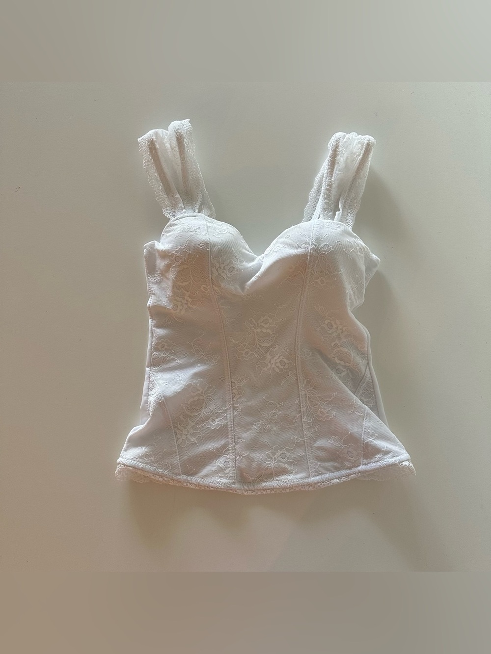 Spirit White Lace Corset Bustier Tank Top Coquette M Padded Preppy
